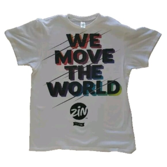 Zumba Wear "We Move The World" T-Shirt One Size Fits Most White - Picture 1 of 8